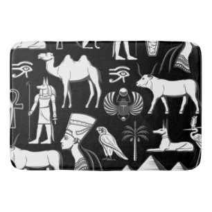 Ancient Egypt Hieroglyphic Symbol Pattern Bath Mat
