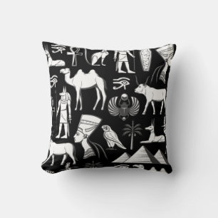 Ancient Egypt Hieroglyphic Symbol Pattern Cushion
