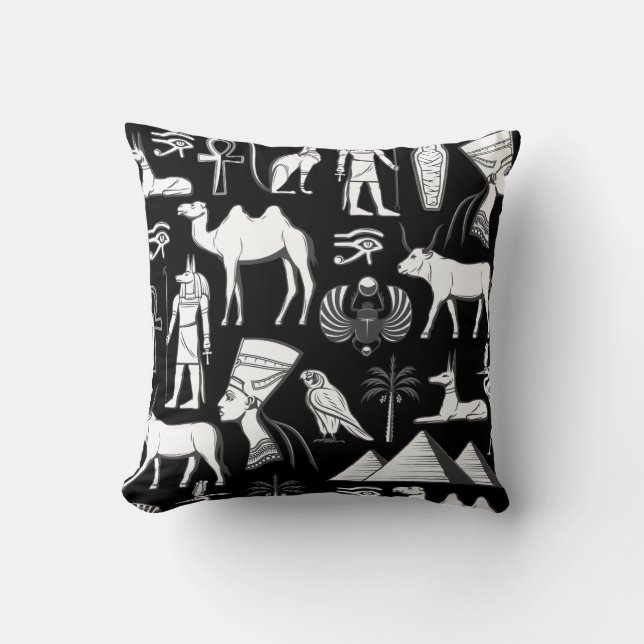 Ancient Egypt Hieroglyphic Symbol Pattern   Cushion (Front)