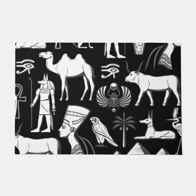 Ancient Egypt Hieroglyphic Symbol Pattern  Doormat (Front)