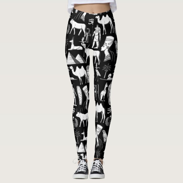 Ancient Egypt Hieroglyphic Symbol Pattern   Leggings (Front)