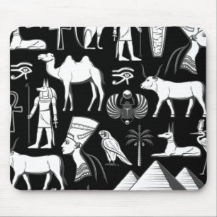 Ancient Egypt Hieroglyphic Symbol Pattern  Mouse Pad