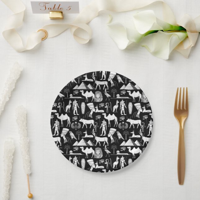 Ancient Egypt Hieroglyphic Symbol Pattern        Paper Plate (Wedding)