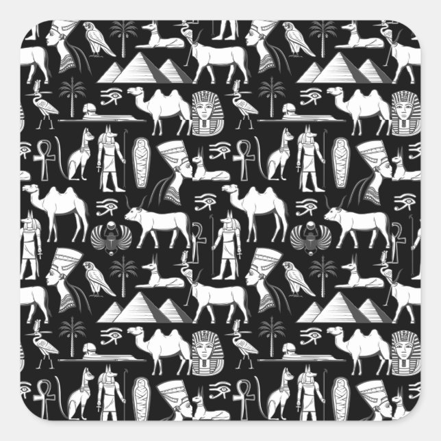 Ancient Egypt Hieroglyphic Symbol Pattern        Square Sticker (Front)