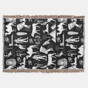 Ancient Egypt Hieroglyphic Symbol Pattern Throw Blanket