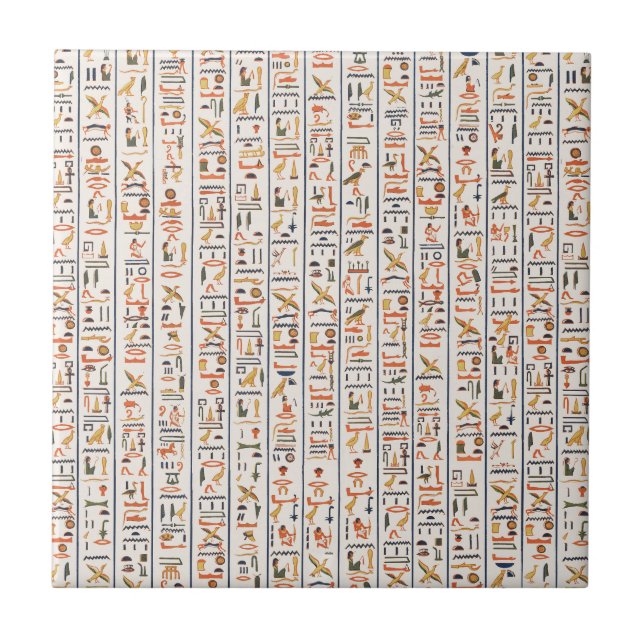 ancient egypt hieroglyphs pattern background histo ceramic tile (Front)