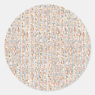 ancient egypt hieroglyphs pattern background histo classic round sticker