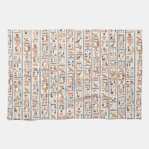 ancient egypt hieroglyphs pattern background histo tea towel