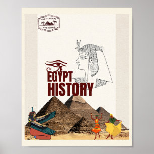 Ancient Egypt History Poster Pyramids Wall Art P