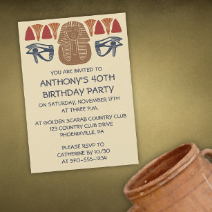 Ancient Egypt King Tut Themed Custom Party Invitation