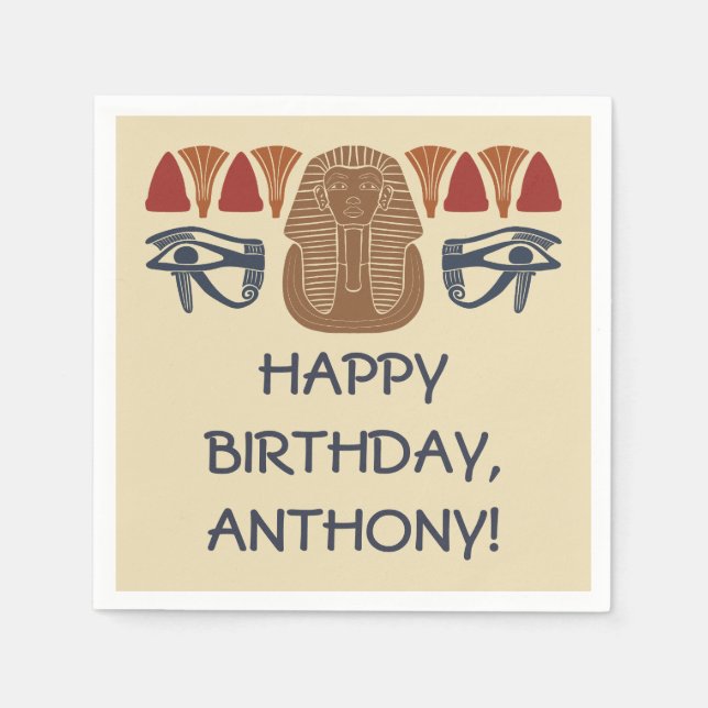 Ancient Egypt King Tut Themed Custom Party Napkin (Front)