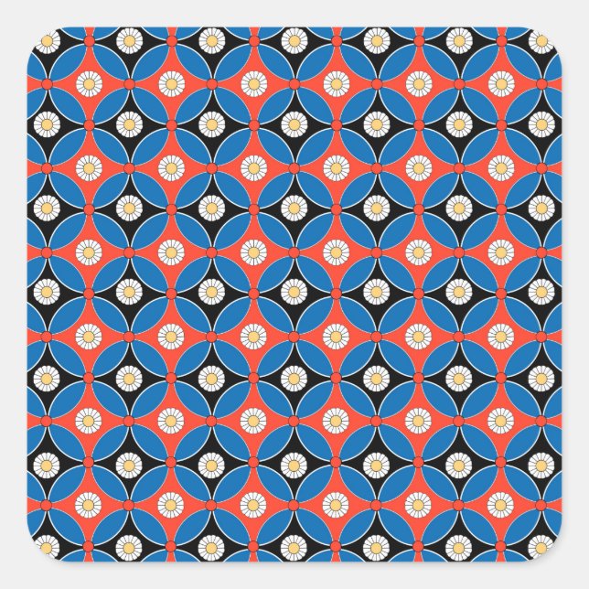ancient egypt pattern floral geometric background square sticker (Front)