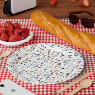 Ancient Egypt Pharaoh Hieroglyphs Paper Plate