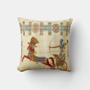 Ancient Egypt Pharaoh Ramesses II Horses papyrus Cushion