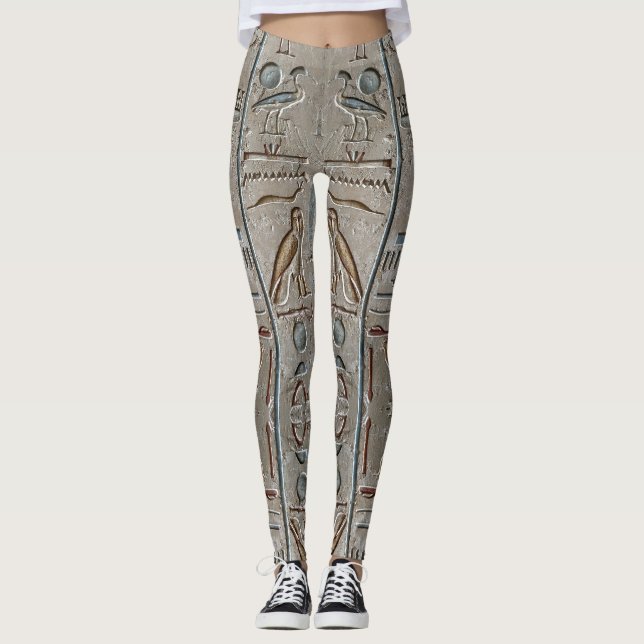 Ancient Egypt Pharaohs Hieroglyphs Engrave Text  Leggings (Front)