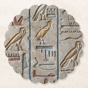 Ancient Egypt Pharaohs Hieroglyphs Engrave Text  Paper Coaster