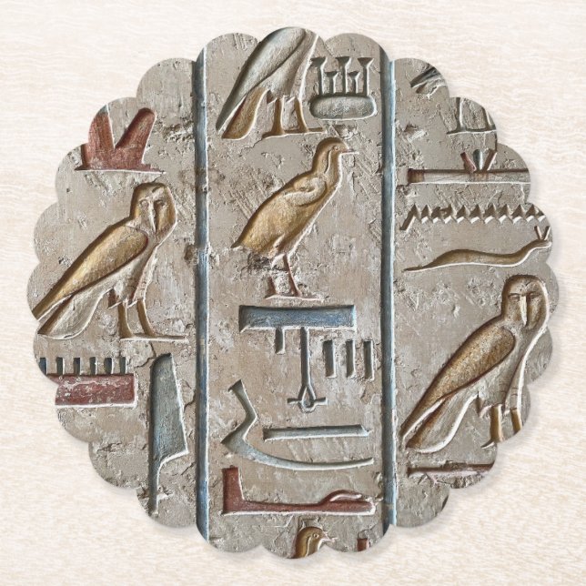 Ancient Egypt Pharaohs Hieroglyphs Engrave Text  Paper Coaster (Front)