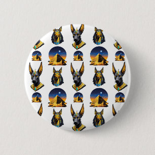 Ancient Egypt Pyramid Anubis Pattern Design  6 Cm Round Badge