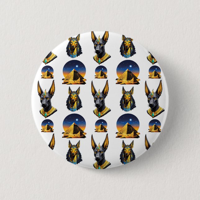 Ancient Egypt Pyramid Anubis Pattern Design  6 Cm Round Badge (Front)