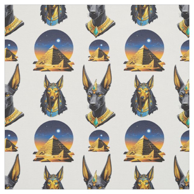 Ancient Egypt Pyramid Anubis Pattern Design  Fabric (Swatch)