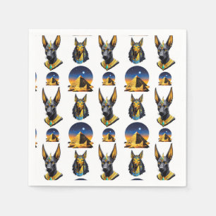 Ancient Egypt Pyramid Anubis Pattern Design Napkin