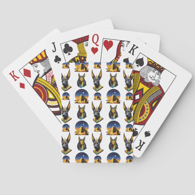Ancient Egypt Pyramid Anubis Pattern Design  Playing Cards (Back)