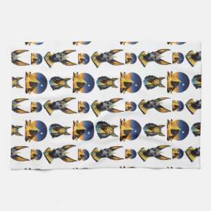 Ancient Egypt Pyramid Anubis Pattern Design Tea Towel