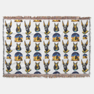 Ancient Egypt Pyramid Anubis Pattern Design  Throw Blanket