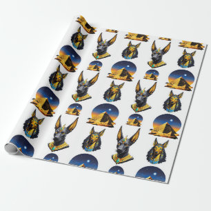 Ancient Egypt Pyramid Anubis Pattern Design Wrapping Paper