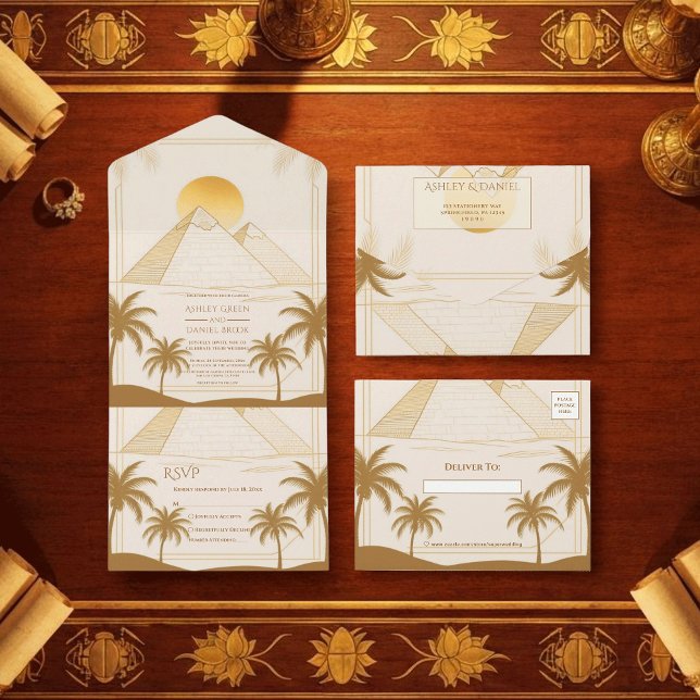 Ancient Egypt Pyramids Of Giza Destination Wedding All In One Invitation (Creator Uploaded)