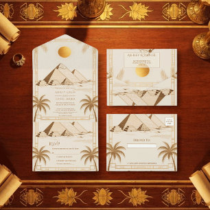 Ancient Egypt Pyramids Of Giza Egyptian Wedding All In One Invitation