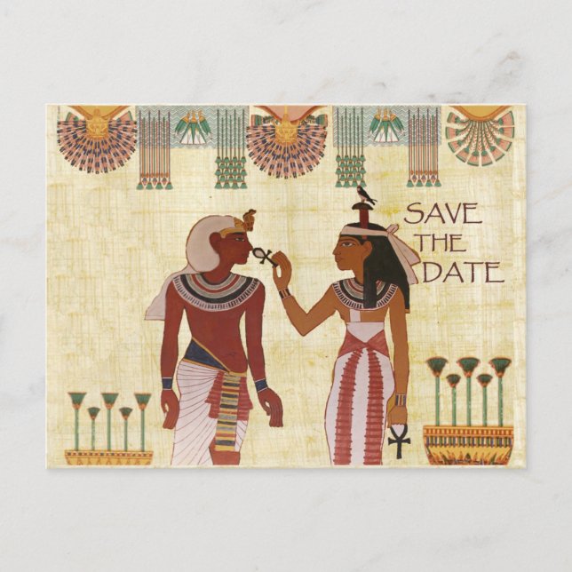 Ancient Egypt save the date postcard African hiero (Front)