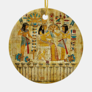 Ancient Egypt Tapestry Scroll Heirogliphics Ceramic Ornament