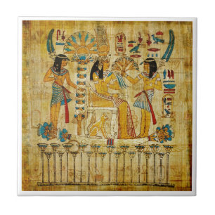 Ancient Egypt Tapestry Scroll Heirogliphics Ceramic Tile
