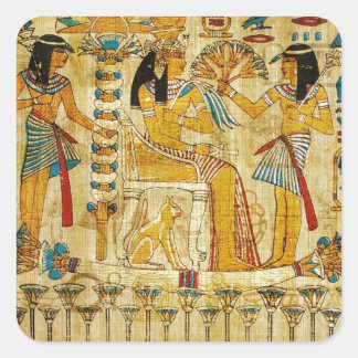 Ancient Egypt Tapestry Scroll Heirogliphics Square Sticker