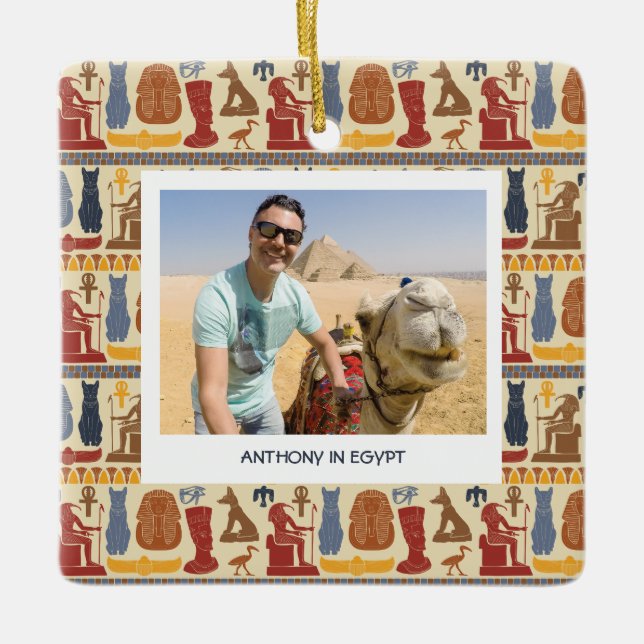 Ancient Egypt Themed Custom Photo Ceramic Ornament (Front)