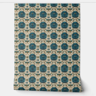 Ancient Egypt Toile de Jouy Green Floral Pattern Wallpaper