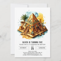 Ancient Egypt Watercolor Chic Pyramids Birthday
