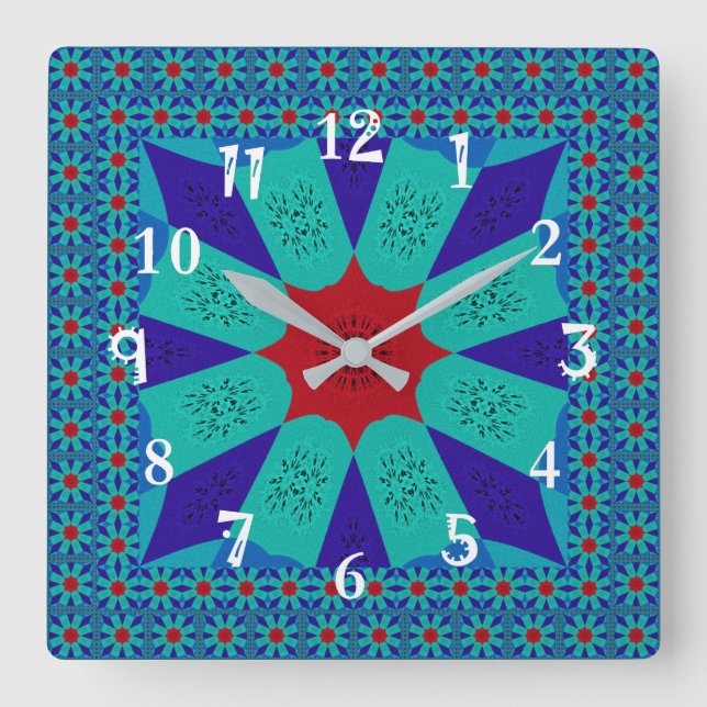 Ancient Egyptian Art: A Vibrant Mandala.  Square Wall Clock (Front)