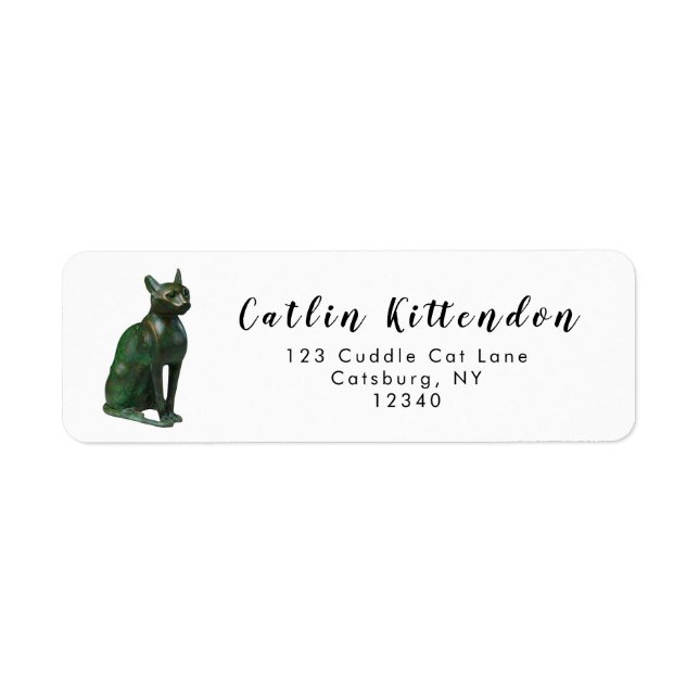 Ancient Egyptian Bronze Cat Fine Art Return Address Label (Front)
