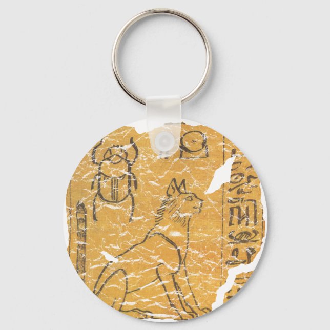 Ancient Egyptian cat and scarab Key Ring (Front)