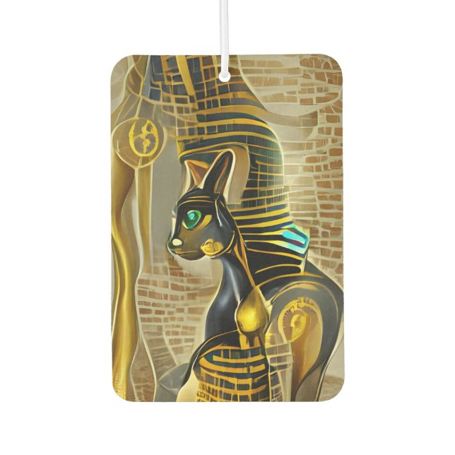 Ancient Egyptian Cat Goddess Bastet AI Art Car Air Freshener (Front)