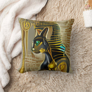 Ancient Egyptian Cat Goddess Bastet AI Art Cushion