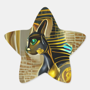 Ancient Egyptian Cat Goddess Bastet AI Art Star Sticker