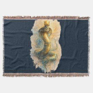 Ancient Egyptian Cobra Golden Uraeus Mythology Throw Blanket