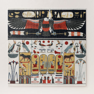 Ancient Egyptian Eagle Illustration and Egypt Art Jigsaw Puzzle