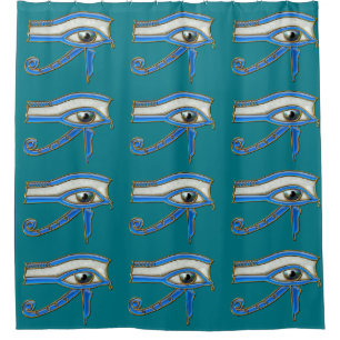 Ancient Egyptian Eye of Horus in Blue Shower Curtain
