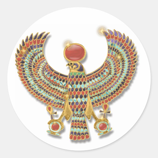 Ancient Egyptian Falcon pectoral Classic Round Sticker (Front)