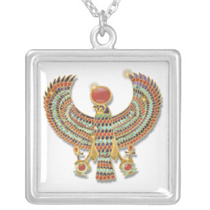 Ancient Egyptian Falcon pectoral Silver Plated Necklace