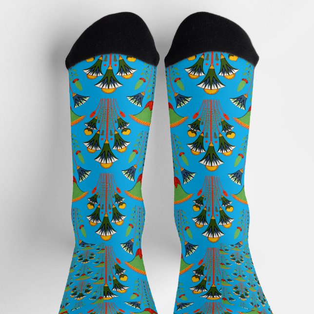 Ancient Egyptian Flower Design Papyrus and Lotus Socks (Top)